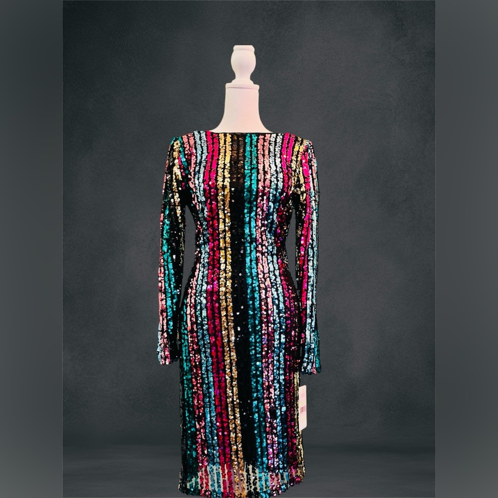 NWT Nanette Lepore Fun Multicolor Bodycon Sequined Dress
Sz4